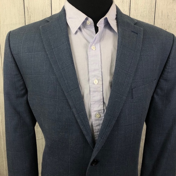 Lauren Ralph Lauren 46R Blue Windowpane Sport Coat